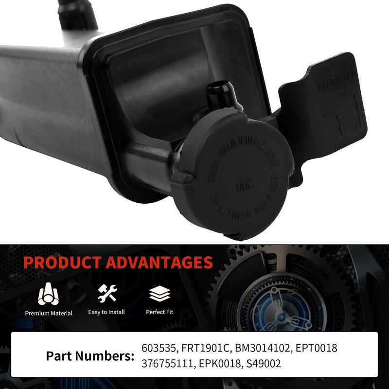 KARPAL Radiator Coolant Recovery Expansion Overflow Tank Reservoir and Sensor and Cap and Clip 17117573781 Compatible with E46 E83 E53 323i X3 - Image 3